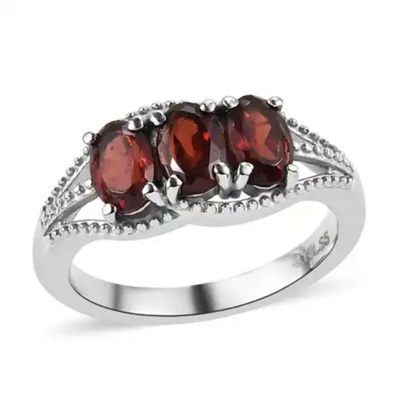 Mozambique Garnet 3 Stone Ring  and Pendant Necklace 20 Inches - Picture 3 of 7